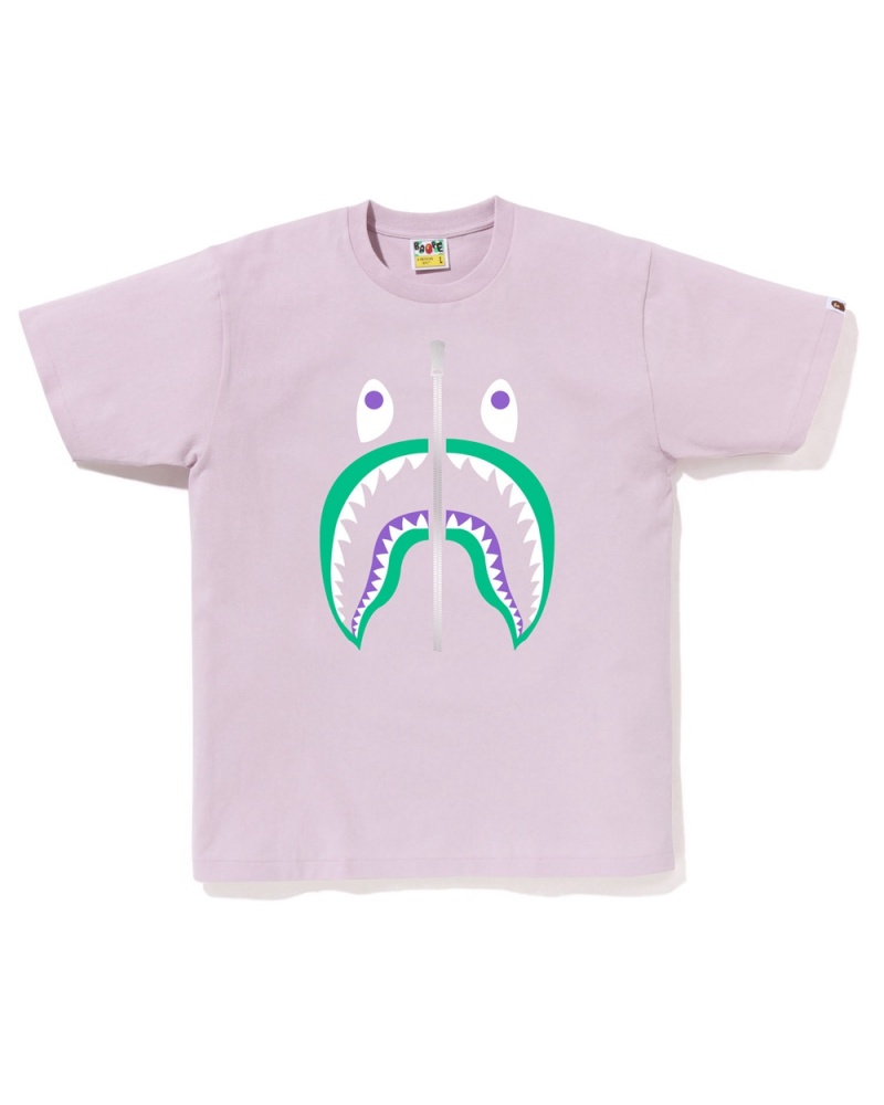 T Shirts Bape Shark Violette Homme | APE-22123841